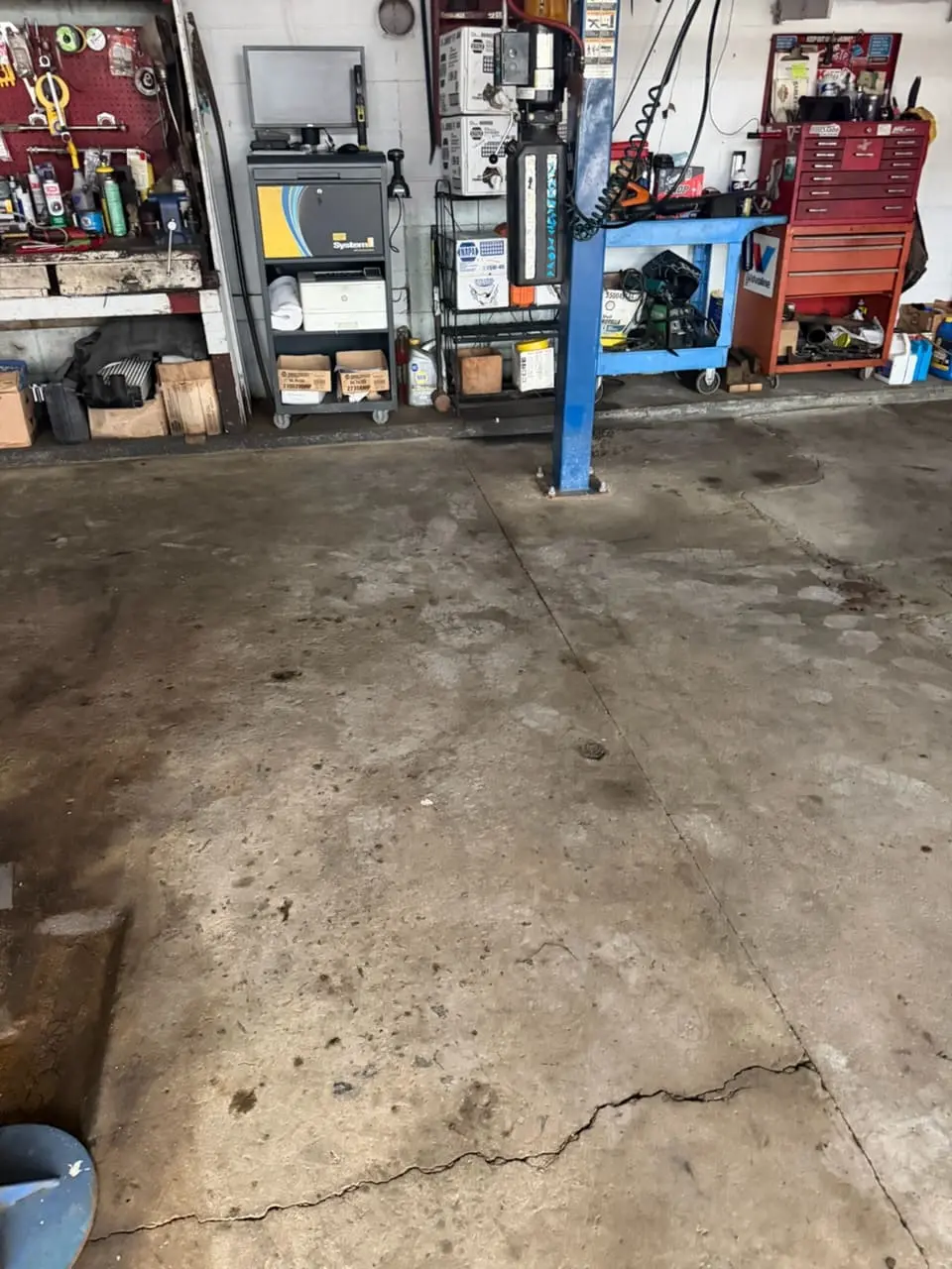 Commercial concrete floor before coating